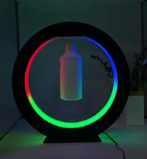 Customize Creative LED Light Rotating Magnetic Levitation Floating Bottle Can Shoe Display Stand 